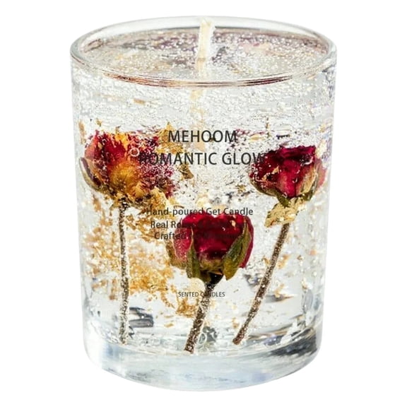 MEHOOM 13 oz Scented Candles, Rose Cardamom Fragrance, 45-Hour Burn Time Soy Wax with Dried Flowers, Home Decor