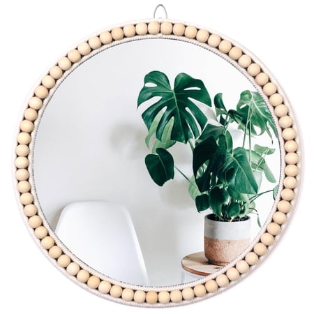 MEHOOM 15" Round Wall Mirror, Boho Hanging Round Mirror, Wall Decor for Bedroom, Bathroom, Living Room, Beige price history and forecast - Mehoom HGW0052