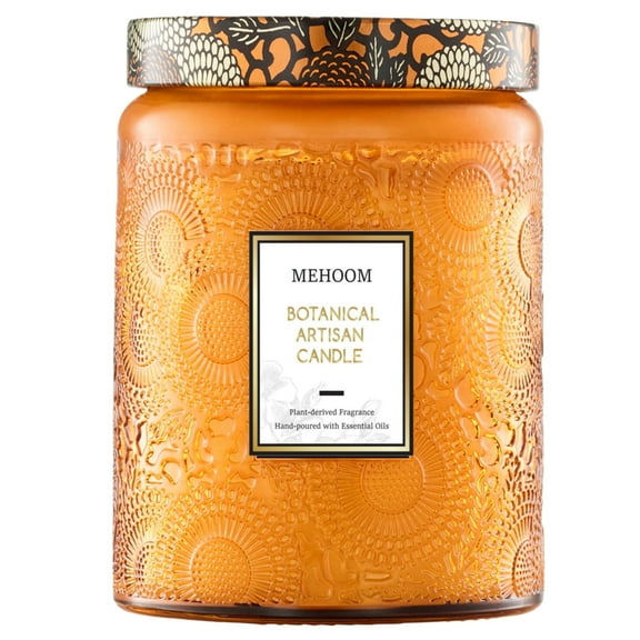 MEHOOM Cedarwood & Amber Wood Wick Scented Candle, 20oz Large Beeswax & Soy Blend, Clean Burning 100-Hour Candle, Cozy Gift for Home Decor