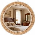thumbnail image 1 of MEHOOM 20" Round Boho Wall Mirror, Rattan Hanging Mirror for Bedroom, Living Room, Farmhouse Decor, 1 of 10