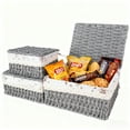 thumbnail image 1 of MEHOOM 3 Pcs Wicker Basket, Baskets for Organizing, Storage, Woven Storage Baskets for Bedroom, Closet, Table, or Living Room (Gray), 1 of 7
