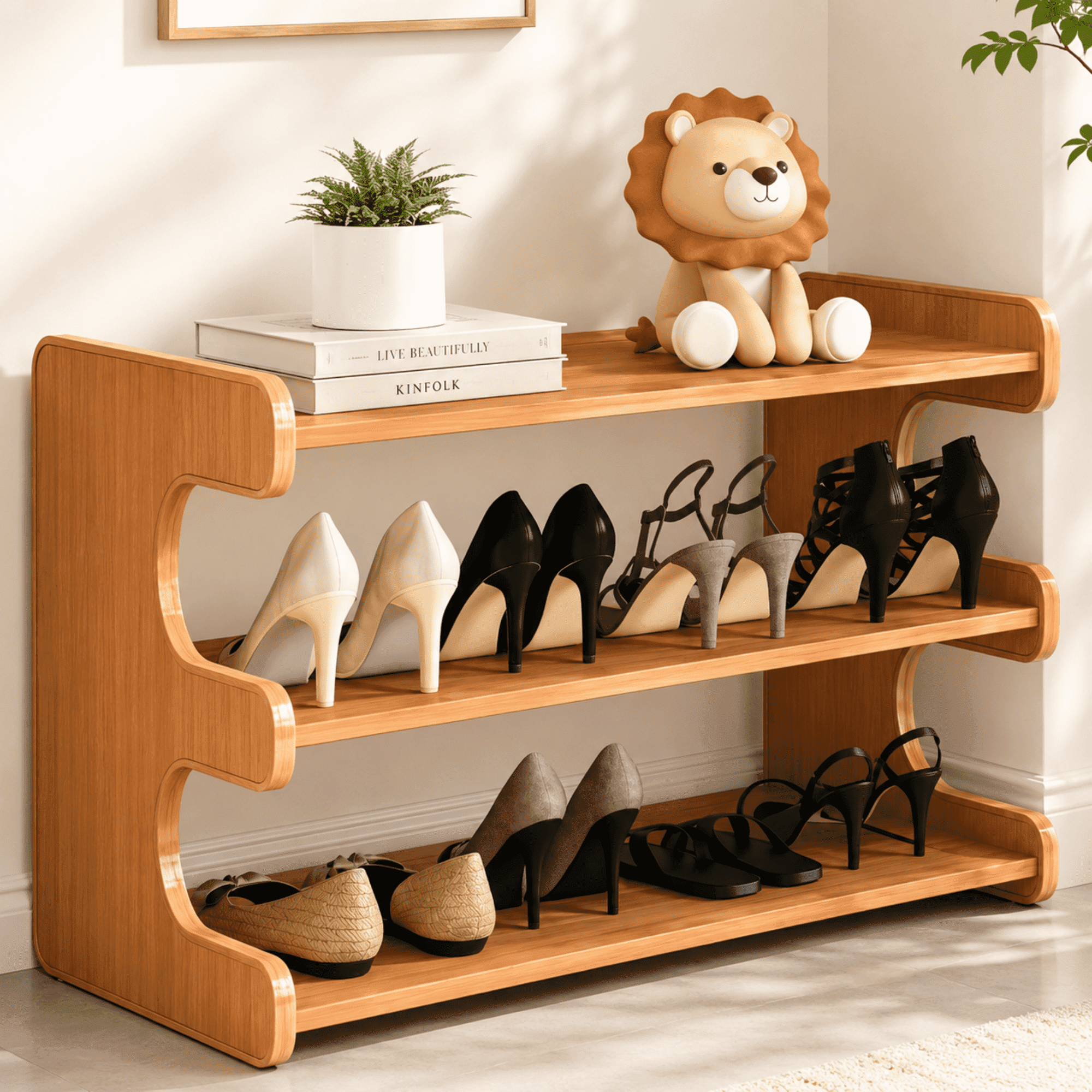 MEHOOM 3 Tier Bamboo Shoe Rack Organizer for Closet, Entryway, Dorm ...