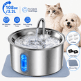 thumbnail image 1 of MEHOOM 304 Stainless Steel Cat Water Fountain, 108oz/3.2L  Ultra Quiet & Auto Pet Water Fountain, Water Dispenser with Filters for Multiple Cats Dog Indoor, 1 of 11