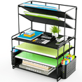 thumbnail image 1 of MEHOOM 6 Tier Desk Organizer, Desk Accessories with Pen Holder & Drawer & 2 Tilted File Sorter, File Organizer for Office, 1 of 8