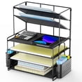 thumbnail image 1 of MEHOOM 6 Tier Metal Desk File Organizer, Letter Tray Paper Organizer with Pen Holder, Black Desk Organizer, 1 of 9