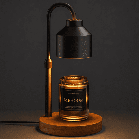 MEHOOM Black Metal Candle Warmer Lamp with Dimmer Timer, Adjustable Height Warmer for Jar Candles, with 2 Bulbs, Home Decor Gifts for Bedroom Living Room