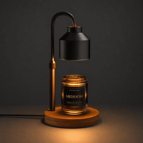MEHOOM Black Metal Candle Warmer Lamp with Dimmer Timer, Adjustable Height Warmer for Jar Candles, with 2 Bulbs, Home Decor Gifts for Bedroom Living Room