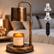 Mehoom Vintage Metal Candle Warmer Lamp with Dimmer, Timer, and 2 Bulbs for Bedroom and Living Room