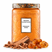 MEHOOM Cedarwood & Amber Wood Wick Scented Candle, 20oz Large Beeswax & Soy Blend, Clean Burning 100-Hour Candle, Cozy Gift for Home Decor