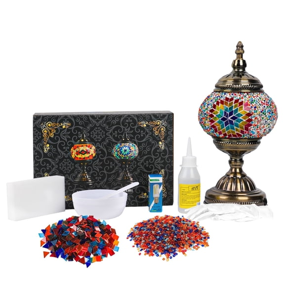 MEHOOM Classic DIY Mosaic Lamp Kit, Turkish Crafts Kit for Adult, Moroccan Decor, Perfect Gift for Her or Him (Multicolor)