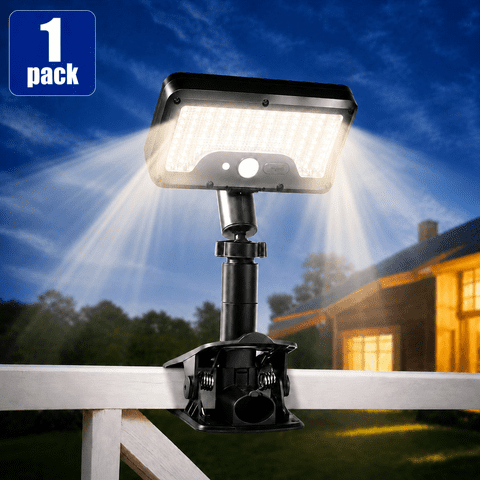 MEHOOM Clip on Solar Lights Outdoor Waterproof with Motion Sensor, 96 LEDs, 3 Color Modes, 360° Adjustable for Fence,Deck, 1 pack