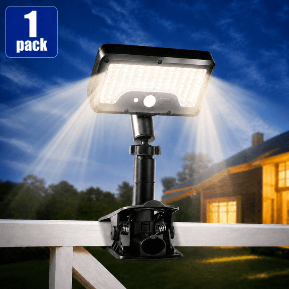 MEHOOM Clip on Solar Lights Outdoor Waterproof with Motion Sensor, 96 LEDs, 3 Color Modes, 360° Adjustable for Fence,Deck, 1 pack