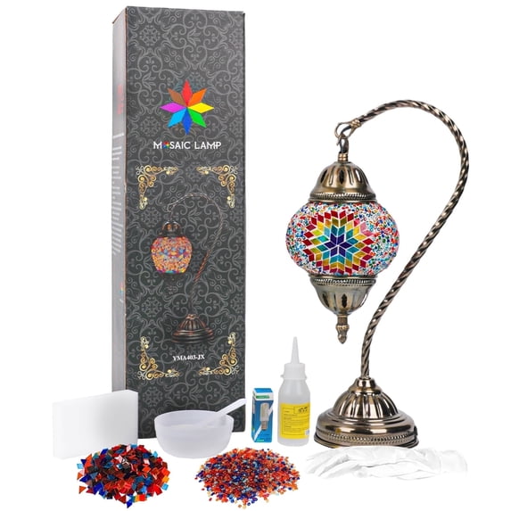 MEHOOM Gooseneck DIY Mosaic Lamp Kit, Turkish Crafts Kit for Adult, Moroccan Decor, Perfect Gift for Her or Him (Multicolor)