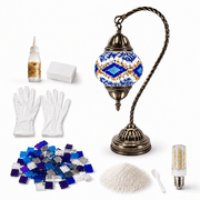 MEHOOM DIY Turkish Moroccan Lamp Making Kit, Mosaic Tiles Crafts Kit for Adults, Boho Decor Stained Glass Bedside Table Lamp, Unique Gift for Her or Him (Swan N