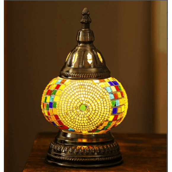 MEHOOM DIY Mosaic Lamp Kit,Yellow Turkish Crafts Kit for Adult,Moroccan Decor, Perfect Gift for Her or Him