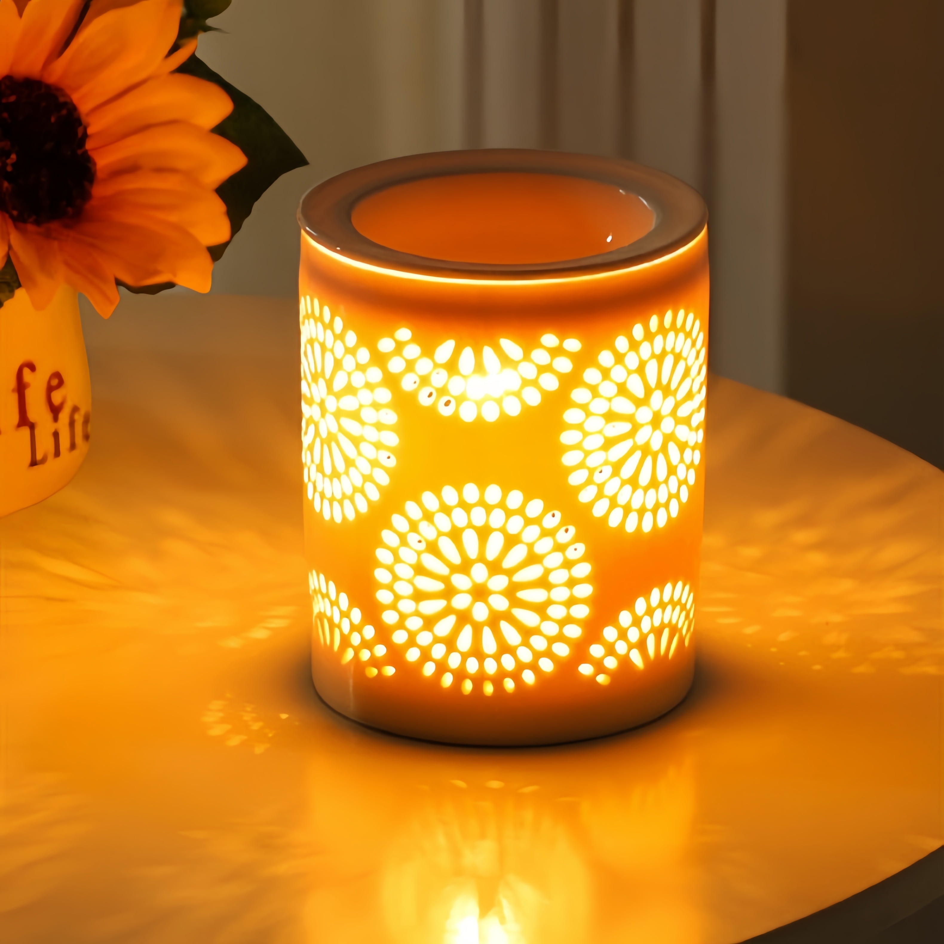 MEHOOM Electric Wax Melt Warmer - 4 Light Modes, Timer, Auto Off, Wax Melt & Oil Burner with 2 Bulbs