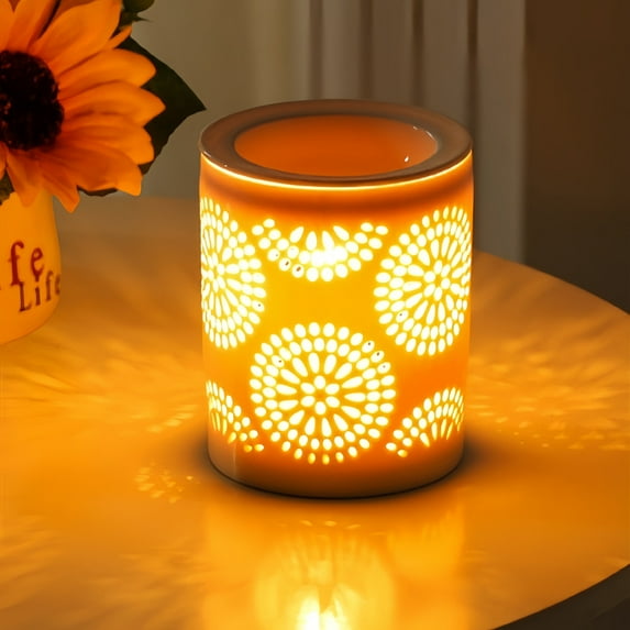 MEHOOM Electric Wax Melt Warmer - 4 Light Modes, Timer, Auto Off, Wax Melt & Oil Burner with 2 Bulbs