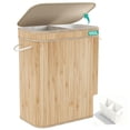 thumbnail image 1 of MEHOOM Laundry Hamper, 100L Foldable Laundry Basket with Lid and Handles (Natural Bamboo), 1 of 11
