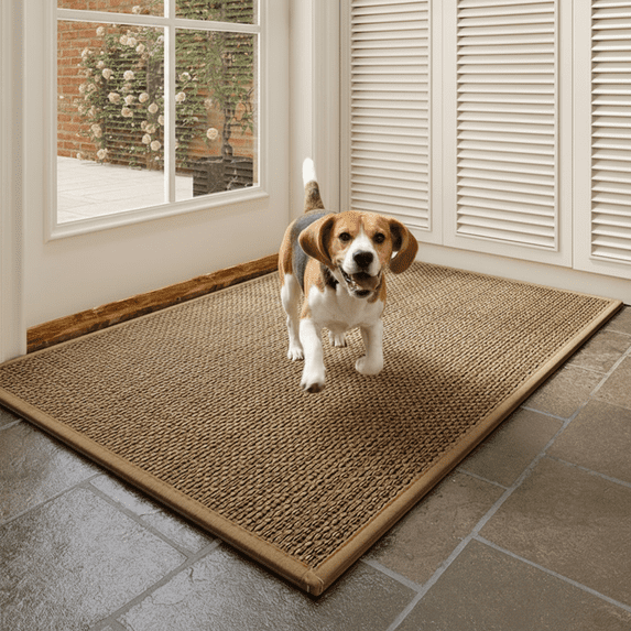 MEHOOM 18"x30" Jute Front Door Mat, Indoor Outdoor Rug, Dirt-Resistant, Low Profile, Easy Clean, Anti-Slip Doormat, Multi-Functional Welcome Mat for Garden, Balcony, Porch, Entryway (Natural Brown)
