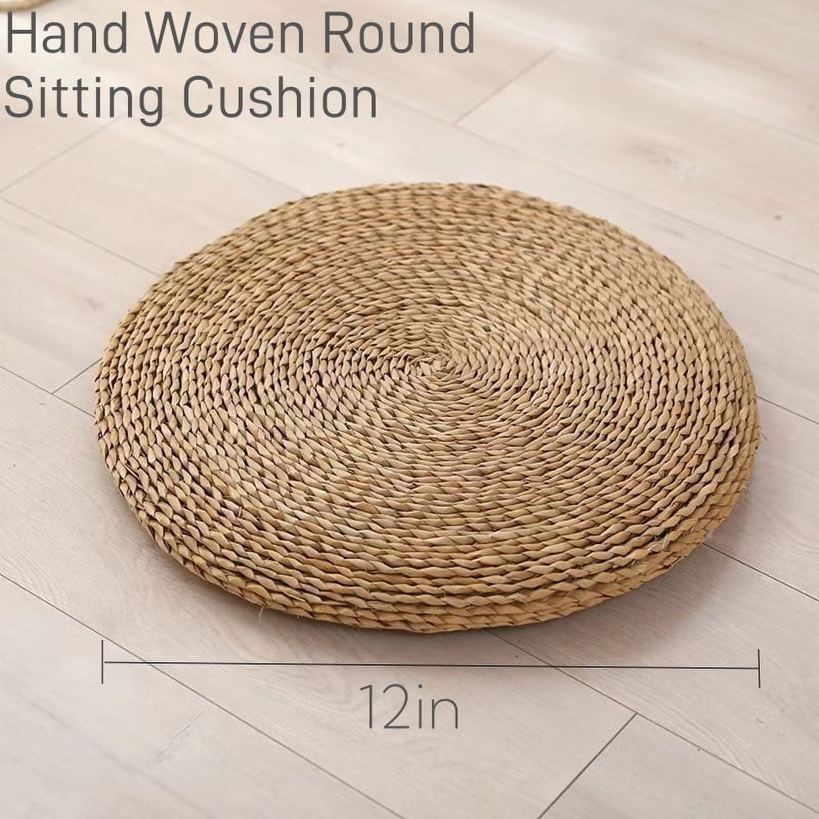 MEHOOM Hand Woven Round Sitting Cushion ,12x12in,Water Hyacinth Woven Tatami Pillow Floor for Zen, Meditation, Yoga and Home