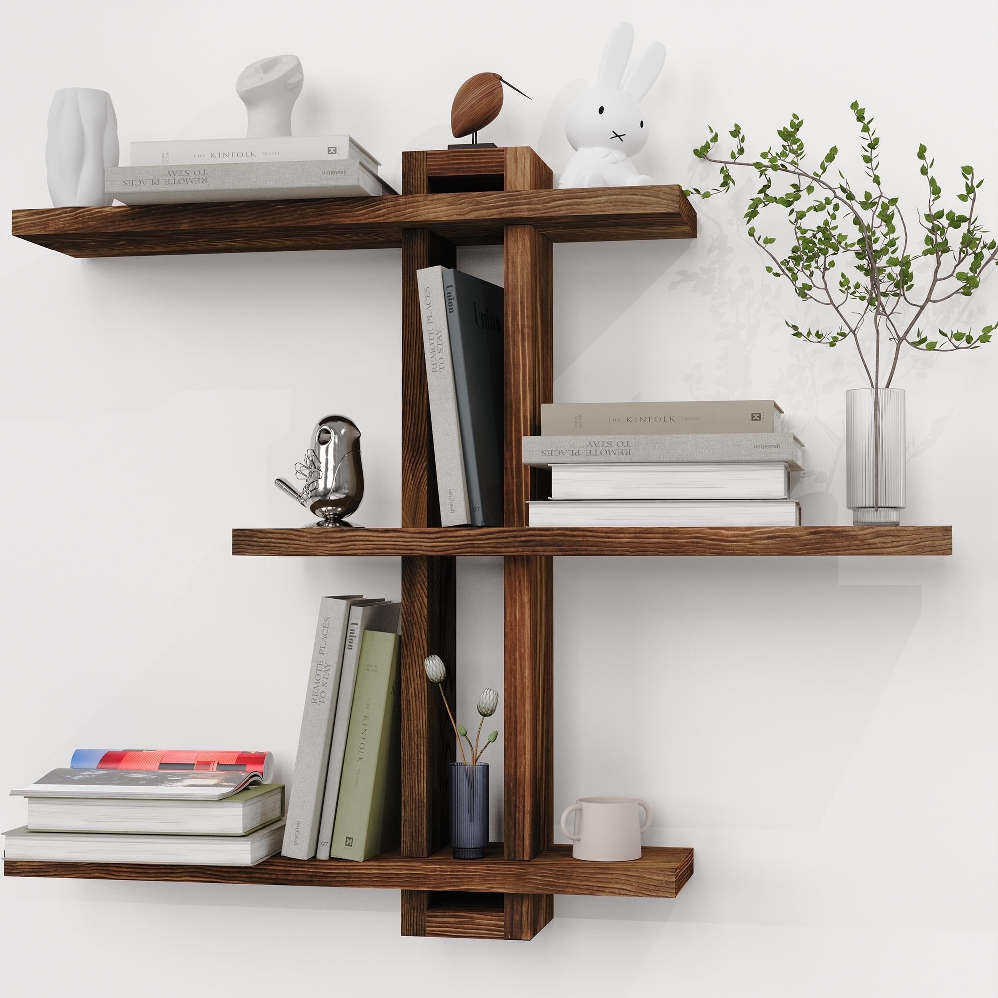 MEHOOM 3-Tier Wooden Floating Wall Shelf, Rustic Wall-Mounted Storage  Shelves for Bedroom, Living Room, Farmhouse Wall Decor, 20in - Walmart  Business Supplies, image size:2000x2000