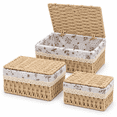 thumbnail image 1 of MEHOOM Small Wicker Storage Baskets with Lids, Set of 3 Handwoven Paper Rope Decorative Baskets with Washable Cotton Liners for Shelves and Tabletops, Beige, 1 of 11
