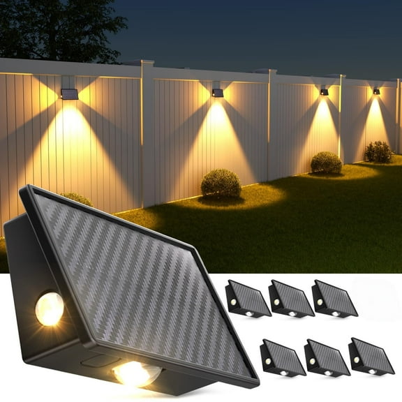 MEHOOM Solar Deck Lights Outdoor, 3000K LED Waterproof Solar Powered Lights with 5 Modes, Fence Lights for Wall, Step, Stairs & Railing, Patio Garden Décor, 6 Pack