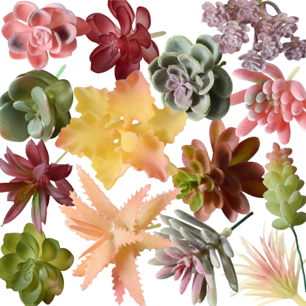 MEHOOM Artificial Succulent Plants 14 Pcs Set, Unpotted Faux Succulents Fake Succulant Plants for DIY Crafting, Plants Decor for Home Decor, Garden, Office, and Party