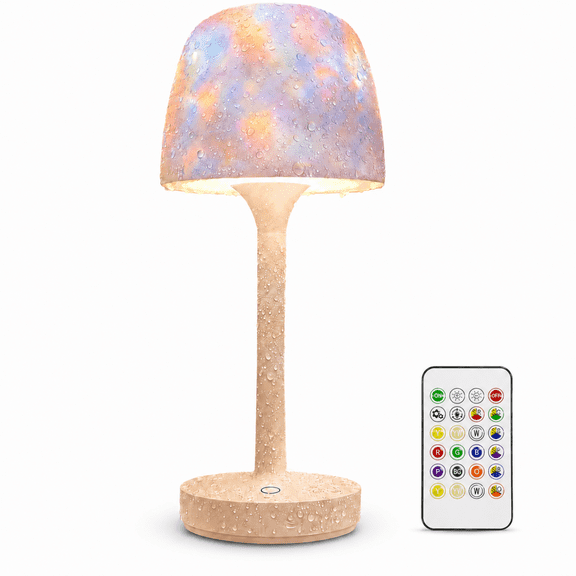 MEHOOM 16 Color Ocean Wave Shower Lamp, Waterproof Table Lamp with Projector, Rechargeable Small Lamp with Touch & Remote Control, Cordless Lamp for bedroom Bathroom