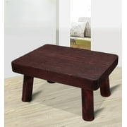 MEHOOM Solid Paulownia Wood Step Stool - 500lbs Heavy Duty, Burnt Finish Space-Saving 14*10.6*7.5", Anti-Slip Bathroom Bedside Stool for Adults Seniors