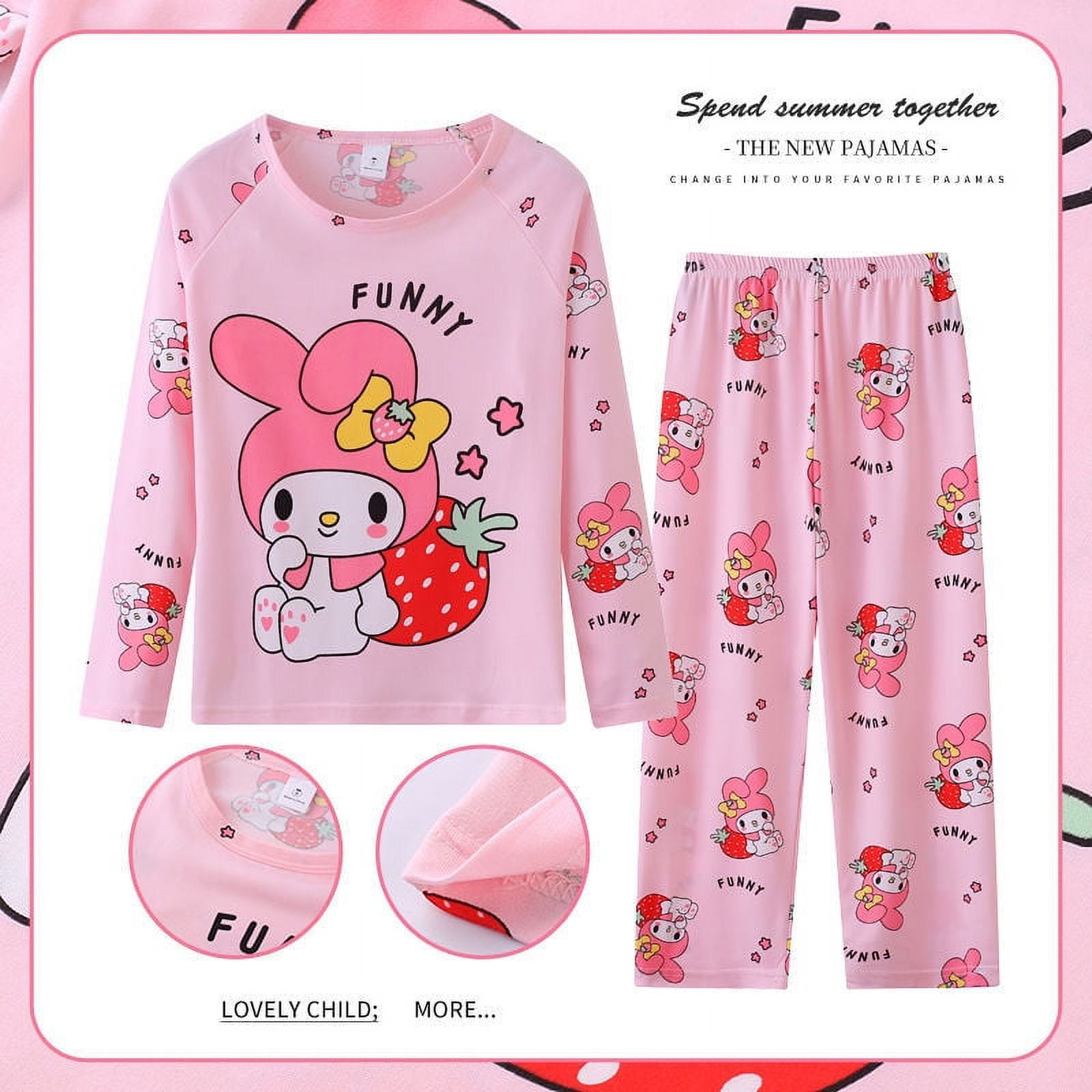 MEI 2024 NEW Anime Sanrio Cinnamoroll Children Pajamas Suit Spring Long