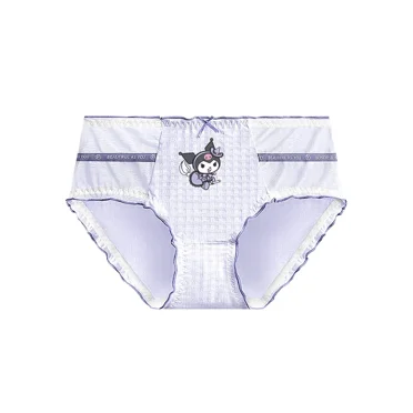 MEI 2024 NEW Kawaii Cartoon Hello Kitty Kuromi Cinnamoroll Tartan Panties Women Underwear Skin-friendly Soft Cute Cotton Large Size Briefs
