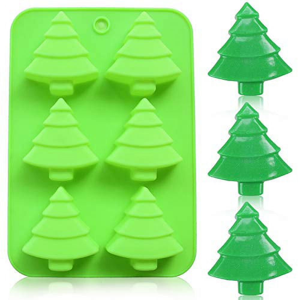 2 Pcs 6 Cavity Christmas Tree Silicone Mold Cake Baking Mold Chocolate  Candy Handmade Soap Ice Cube Biscuit Molds