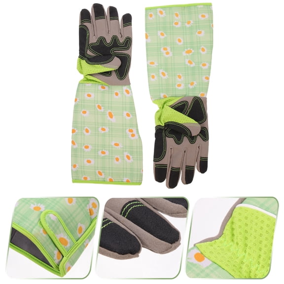 MEIBUTYUP 1 Pair Garden Weeding Gloves Multi Long Cuff Dirt Repellent for Planting