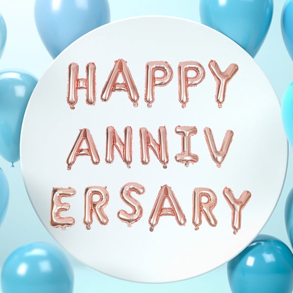 MEIBUTYUP 1 Set Happy Anniversary Decoration Balloon with Round Shape for Party Celebration