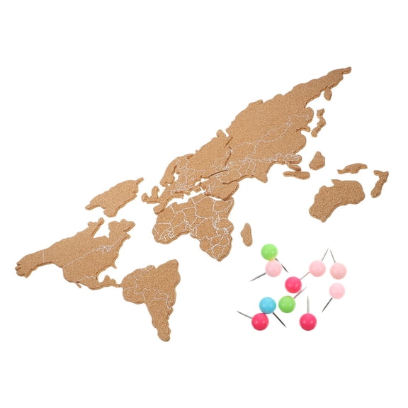MEIBUTYUP Cork Backing Sheets Board World Map Light Brown for Home and Family Use, and Easy to Install