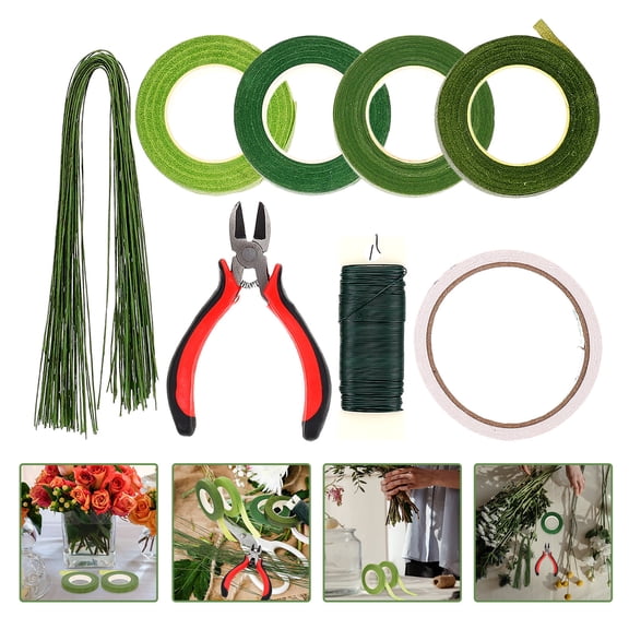 MEIBUTYUP Florist Wire Stems Artificial Flower Stem Green Crepe Paper 1 Set For Flower Art Lovers