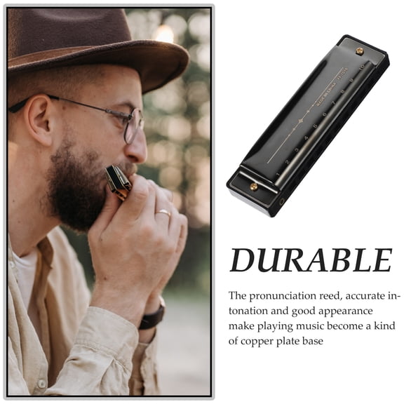 MEIBUTYUP 10-Hole Harmonica in Key of C, Portable Musical Instrument for Adults with Smooth Tone and