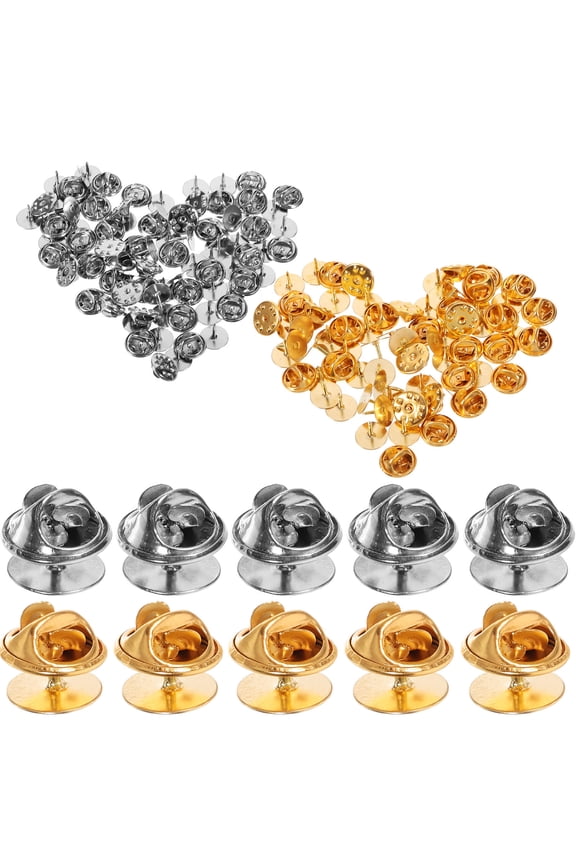 Iron Pin Backs Locking Clutch for Lapel Brooches and Jewelry Making 100Sets