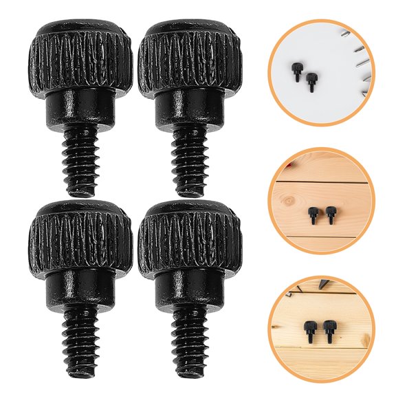 MEIBUTYUP 100Pcs Black Round Knurled Thumb Screws Q215a Carbon Steel Fasteners for Home and Use