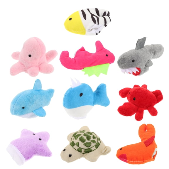 MEIBUTYUP 10Pcs Ocean Animal Hand Puppets for Kids Plush Educational Toys for Learning Activities and Fun Playtime