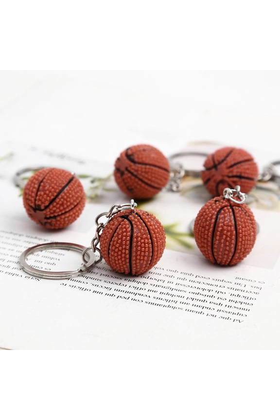 10-Pack Basketball Keychains, Assorted Color Resin Key for Car, House, and Sports Fans