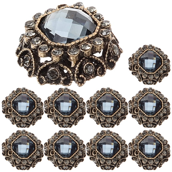 MEIBUTYUP 10Pcs Rhinestone Button Embellishments Elegant Metal for Jacket Everyday Wear
