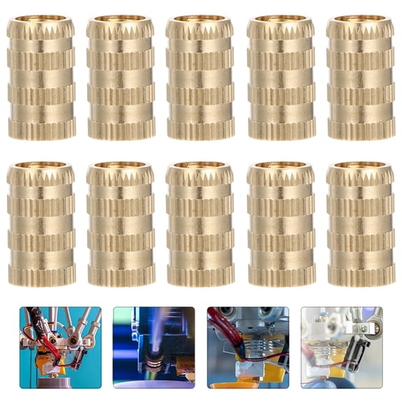 MEIBUTYUP Brass Knurled Threaded Nuts for 3D Printers, High Strength, Pack of 10 Fasteners