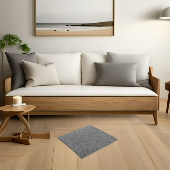 MEIBUTYUP 10Pcs Peel and Stick Carpet Floor Mats Light Grey Waterproof Non Slip for High Traffic Areas