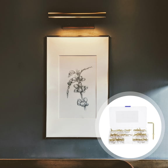 MEIBUTYUP 120pcs Right Angle Screws Golden Carbon Steel Hanging Tool for DIY Projects