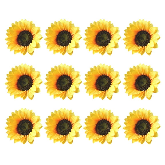 MEIBUTYUP Yellow Artificial Sunflower Heads, Cloth Material, Ideal for Home and Event Decor, 12Pcs