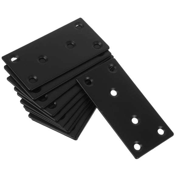 MEIBUTYUP 12Pcs Black Metal Corner Brackets Straight Plates with Holes for Furniture Support