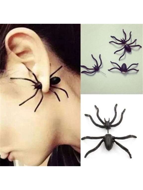 12 Pcs Punk Black Spider Earrings Set, Lightweight Dangle Jewelry for Women, Work, Party, Night Out