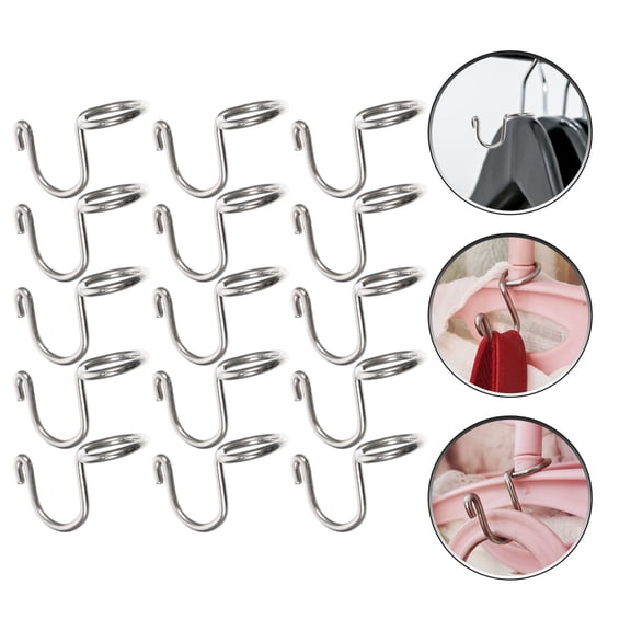 MEIBUTYUP 15-Pack Stainless Steel Space Saver Hanger Hooks for Clothes, Bags, Belts Organizing and Storage